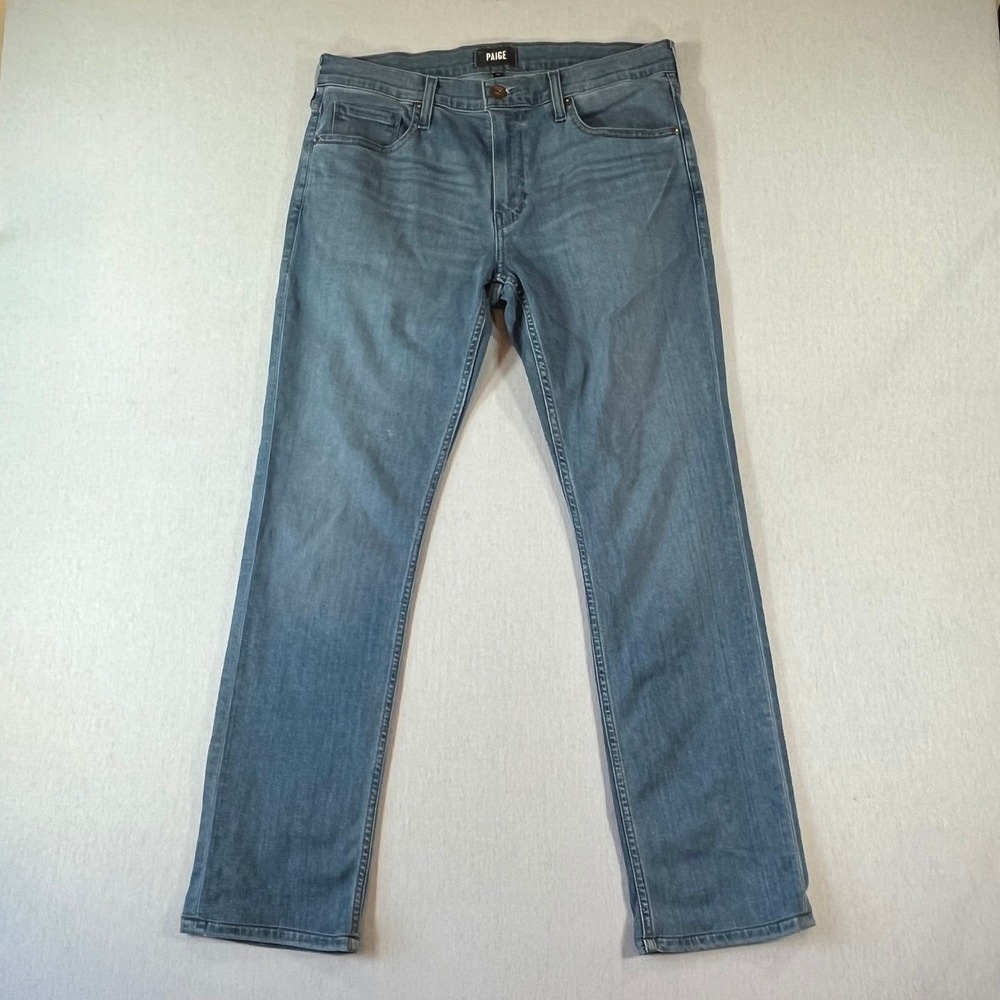Paige Jeans Men 33x30 Federal Slim Straight Leg Medium Blue Transcend Stretch